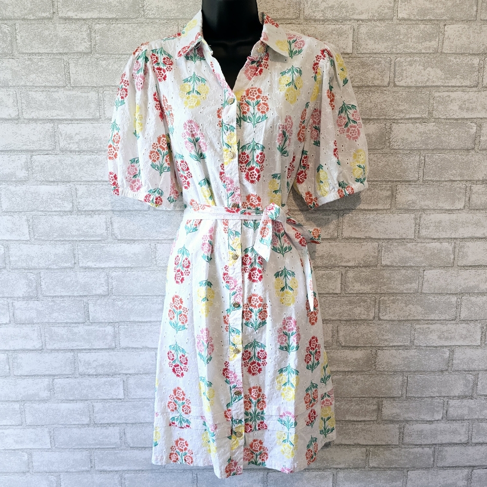 Draper James Floral Midi Dress - Red, Pink, Yellow, Green